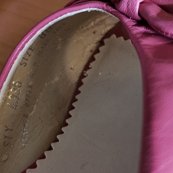 Sz 8 pink leather kitten heel knot slides - made in Italy - Picture 9 of 12